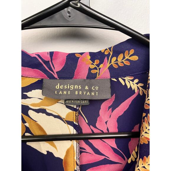 designs & Co Lane Bryant button front top Womens Plus size 22/24‎ Purple Sheer - Picture 4 of 9